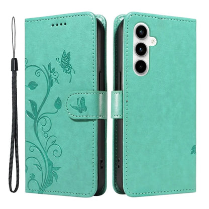 For Samsung Galaxy A35 5G Leather Case with Wallet Card Slots Flower Butterfly Pattern