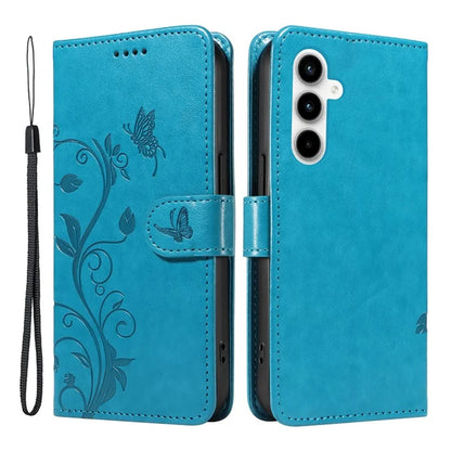 For Samsung Galaxy A35 5G Leather Case with Wallet Card Slots Flower Butterfly Pattern