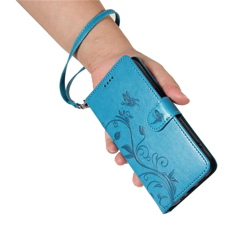 For Samsung Galaxy A35 5G Leather Case with Wallet Card Slots Flower Butterfly Pattern