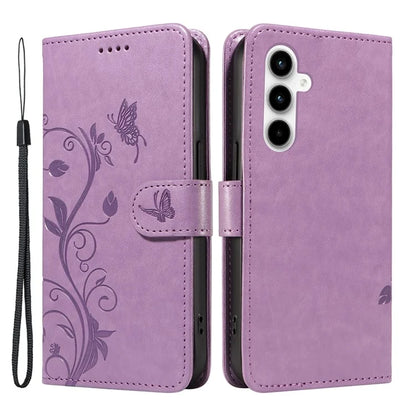 For Samsung Galaxy A35 5G Leather Case with Wallet Card Slots Flower Butterfly Pattern