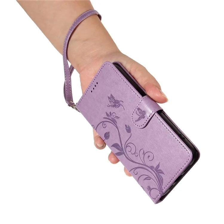 For Samsung Galaxy A35 5G Leather Case with Wallet Card Slots Flower Butterfly Pattern