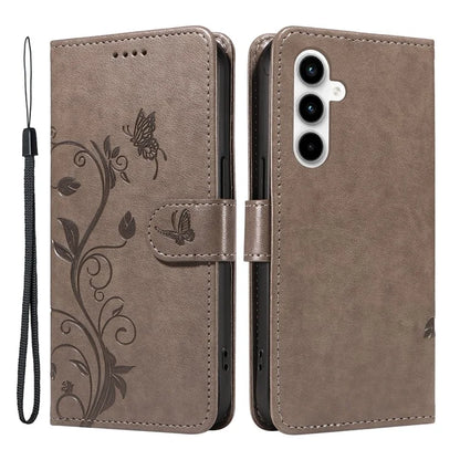 For Samsung Galaxy A35 5G Leather Case with Wallet Card Slots Flower Butterfly Pattern