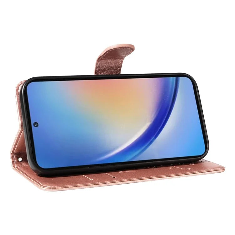For Samsung Galaxy A35 5G Leather Case with Wallet Card Slots Flower Butterfly Pattern