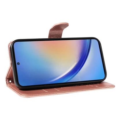 For Samsung Galaxy A35 5G Leather Case with Wallet Card Slots Flower Butterfly Pattern