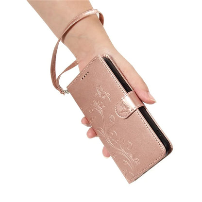 For Samsung Galaxy A35 5G Leather Case with Wallet Card Slots Flower Butterfly Pattern