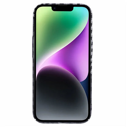 For iPhone 14 Phone Cover Carbon Fiber Texture Color Splicing PC Hard Case