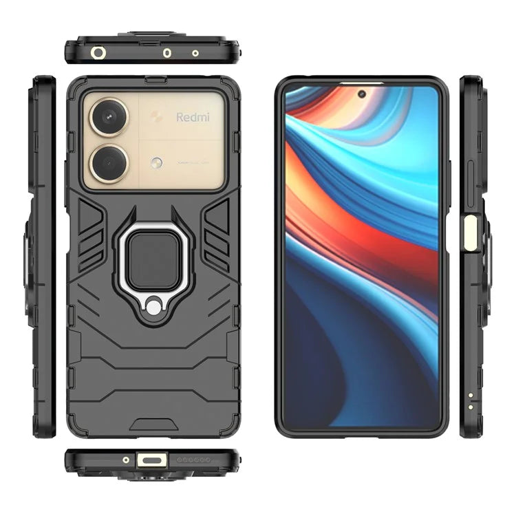 For Xiaomi Redmi Note 13R Pro 5G Case PC + TPU Phone Cover Ring Kickstand