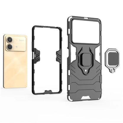 For Xiaomi Redmi Note 13R Pro 5G Case PC + TPU Phone Cover Ring Kickstand