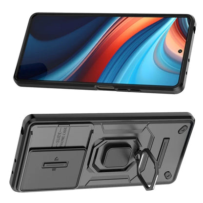 For Xiaomi Redmi Note 13R Pro 5G Case Slim-Fit Kickstand Cover with Slide Camera Lid