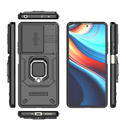 For Xiaomi Redmi Note 13R Pro 5G Case Slim-Fit Kickstand Cover with Slide Camera Lid