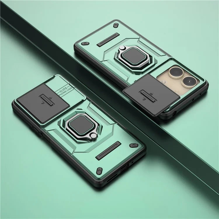 For Xiaomi Redmi Note 13R Pro 5G Case Slim-Fit Kickstand Cover with Slide Camera Lid