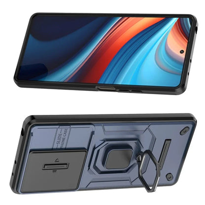 For Xiaomi Redmi Note 13R Pro 5G Case Slim-Fit Kickstand Cover with Slide Camera Lid