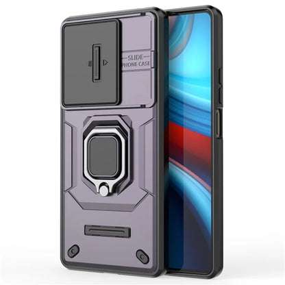 For Xiaomi Redmi Note 13R Pro 5G Case Slim-Fit Kickstand Cover with Slide Camera Lid