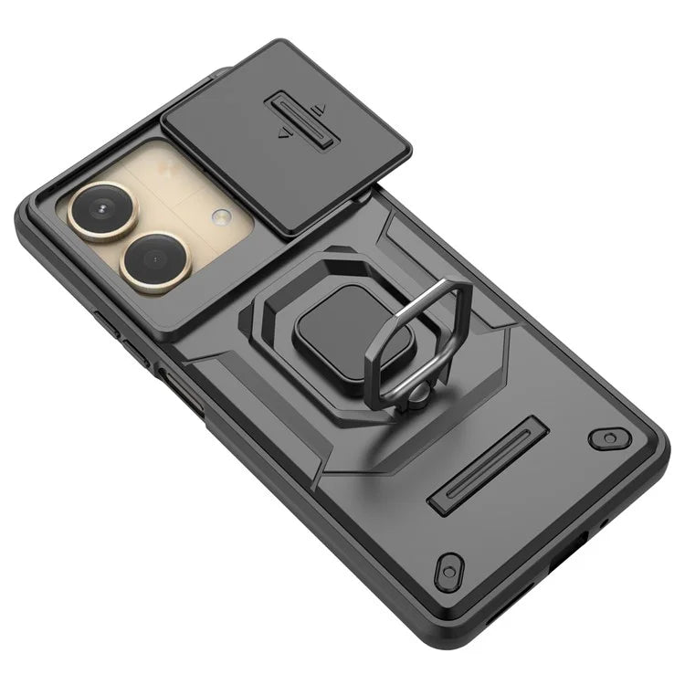 For Xiaomi Redmi Note 13R Pro 5G Case Slim-Fit Kickstand Cover with Slide Camera Lid