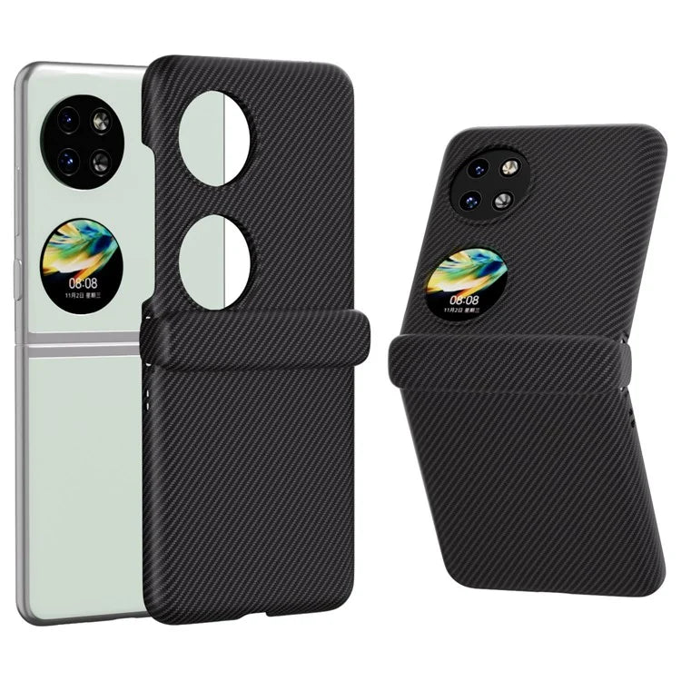 For Huawei Pocket 2 Case Shockproof PC Carbon Fiber Texture Phone Back Shell