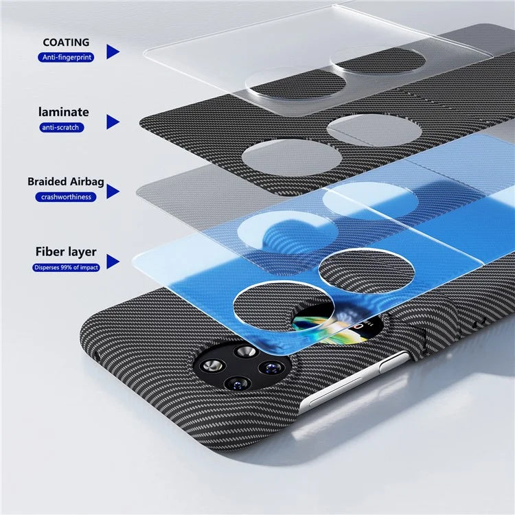 For Huawei Pocket 2 Case Shockproof PC Carbon Fiber Texture Phone Back Shell