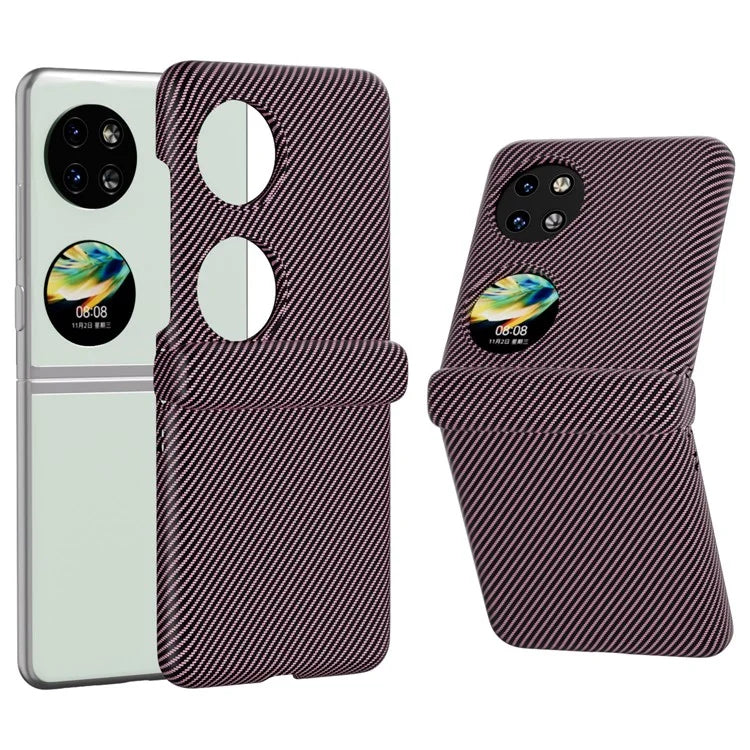 For Huawei Pocket 2 Case Shockproof PC Carbon Fiber Texture Phone Back Shell