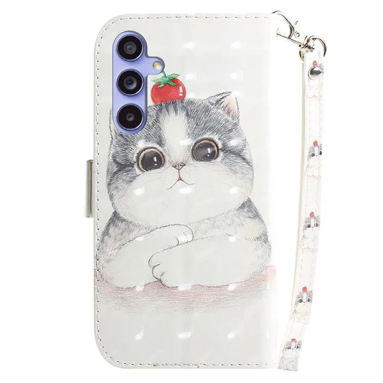 For Samsung Galaxy A55 5G Case Wallet Leather Cover 3D Pattern Print with Strap