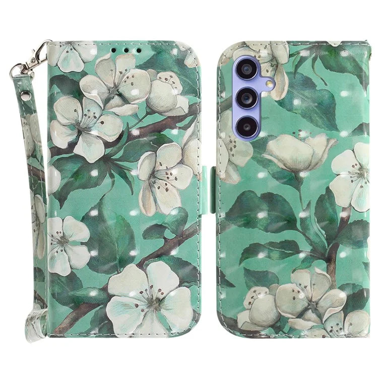 For Samsung Galaxy A55 5G Case Wallet Leather Cover 3D Pattern Print with Strap