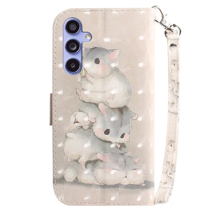 For Samsung Galaxy A55 5G Case Wallet Leather Cover 3D Pattern Print with Strap