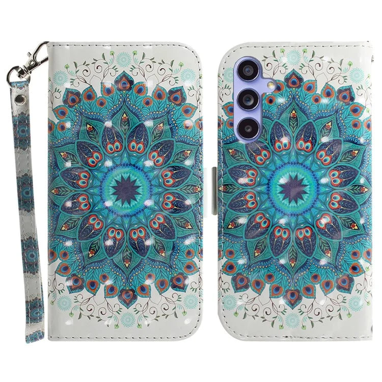For Samsung Galaxy A55 5G Case Wallet Leather Cover 3D Pattern Print with Strap