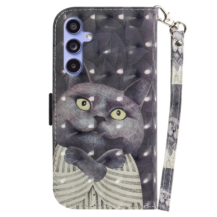 For Samsung Galaxy A55 5G Case Wallet Leather Cover 3D Pattern Print with Strap