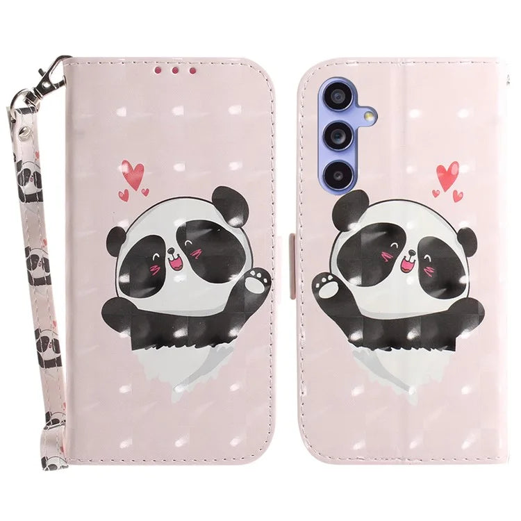 For Samsung Galaxy A55 5G Case Wallet Leather Cover 3D Pattern Print with Strap