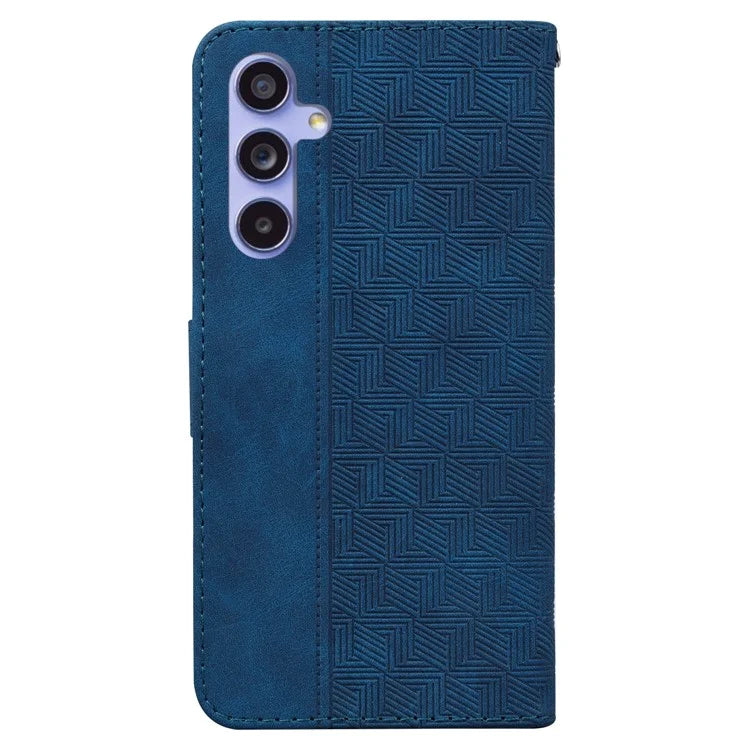For Samsung Galaxy A35 5G Leather Wallet Case Geometry Imprinted Phone Cover