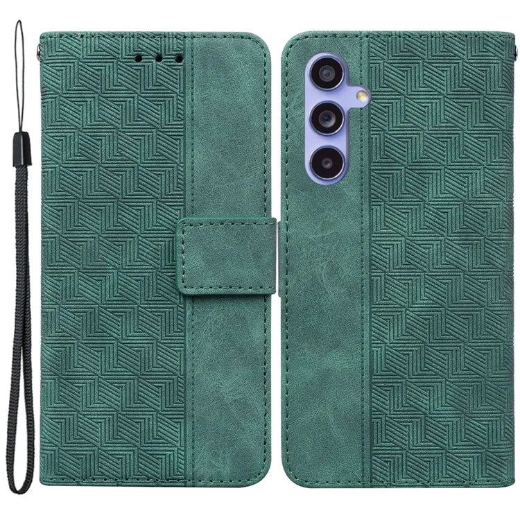 For Samsung Galaxy A35 5G Leather Wallet Case Geometry Imprinted Phone Cover