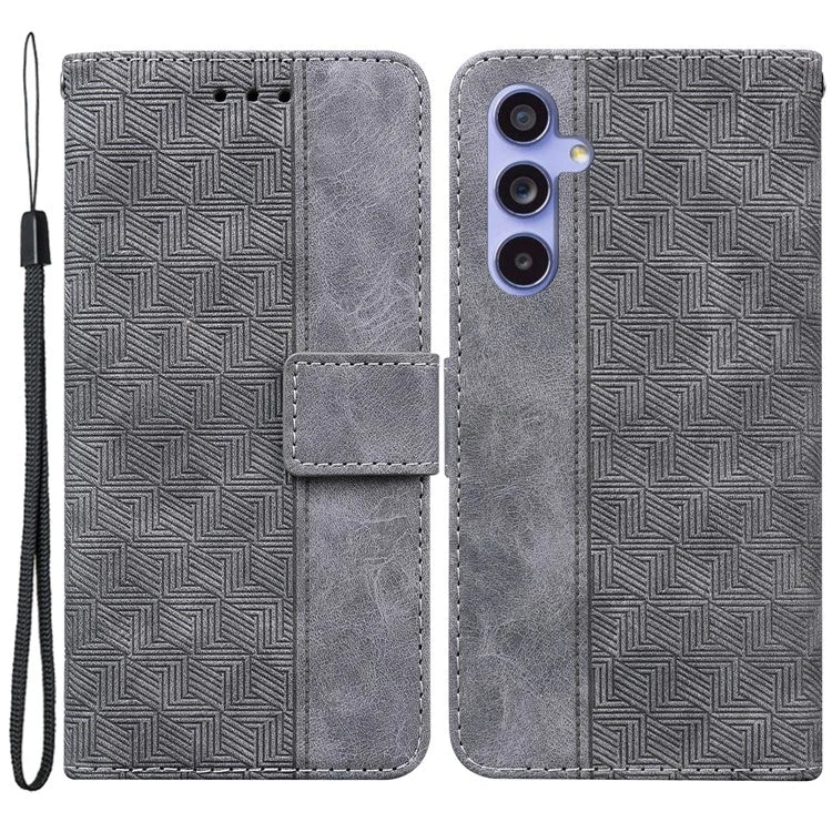 For Samsung Galaxy A35 5G Leather Wallet Case Geometry Imprinted Phone Cover