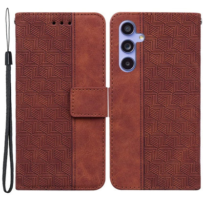 For Samsung Galaxy A35 5G Leather Wallet Case Geometry Imprinted Phone Cover