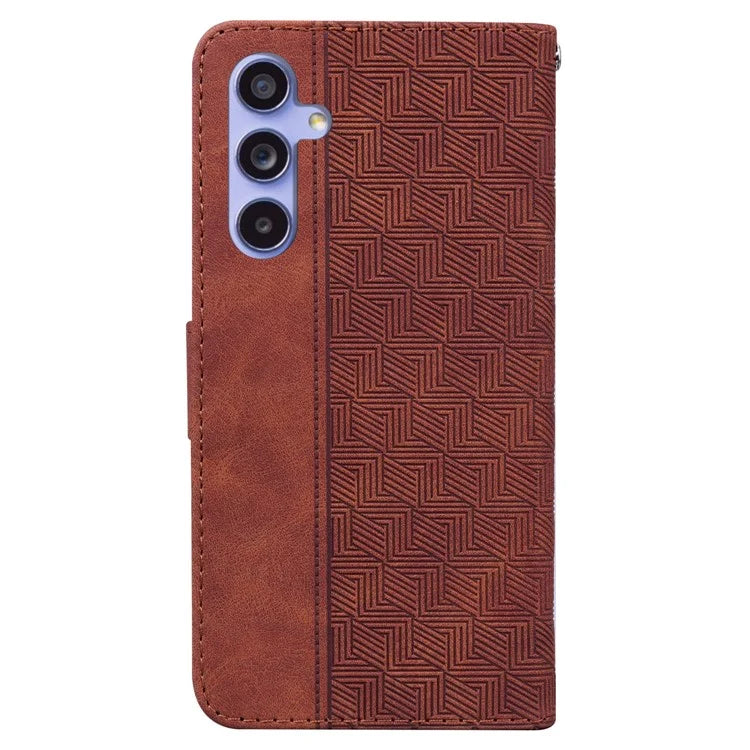 For Samsung Galaxy A35 5G Leather Wallet Case Geometry Imprinted Phone Cover