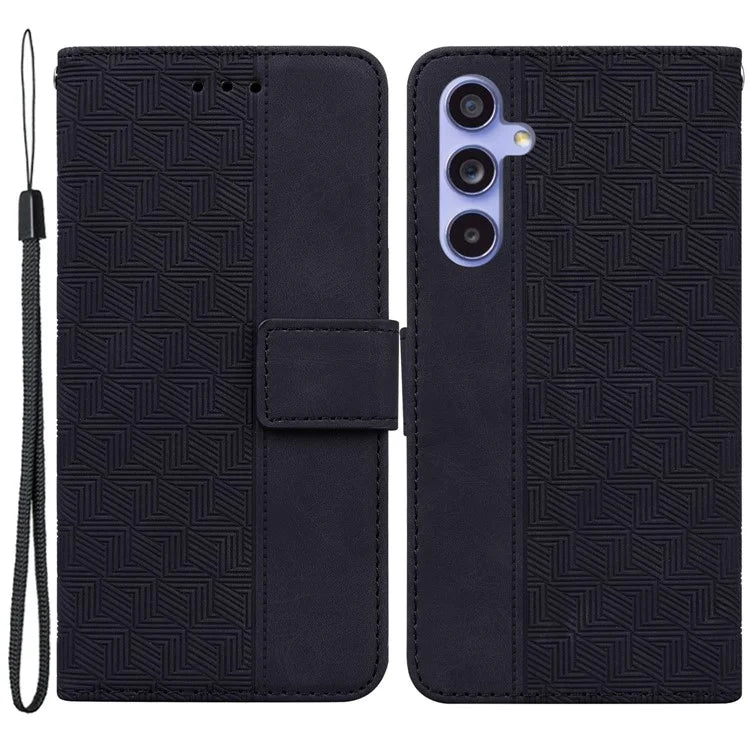 For Samsung Galaxy A35 5G Leather Wallet Case Geometry Imprinted Phone Cover
