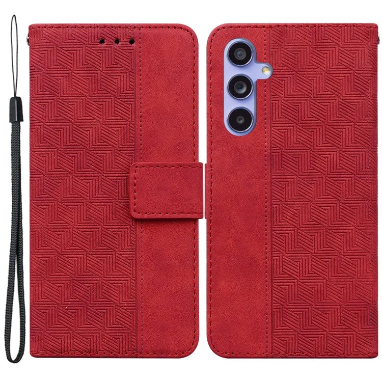 For Samsung Galaxy A35 5G Leather Wallet Case Geometry Imprinted Phone Cover