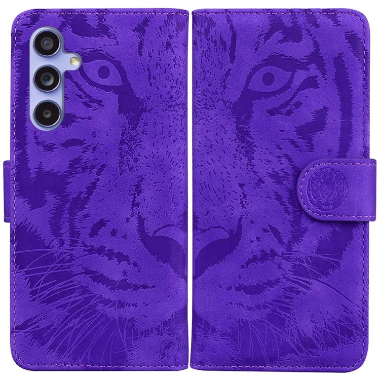 For Samsung Galaxy A55 5G Tiger Pattern Leather Case Wallet Protective Cover