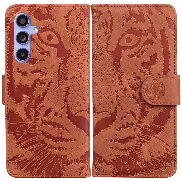For Samsung Galaxy A55 5G Tiger Pattern Leather Case Wallet Protective Cover