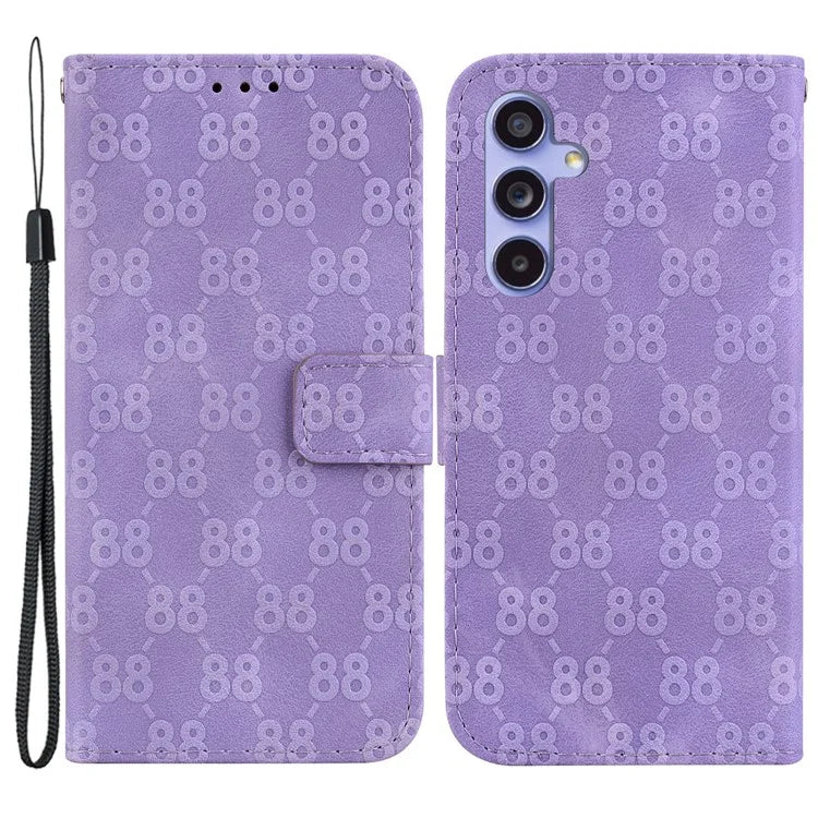 For Samsung Galaxy A55 5G Case Double 8-Shape Imprinted Leather Cover with Wallet