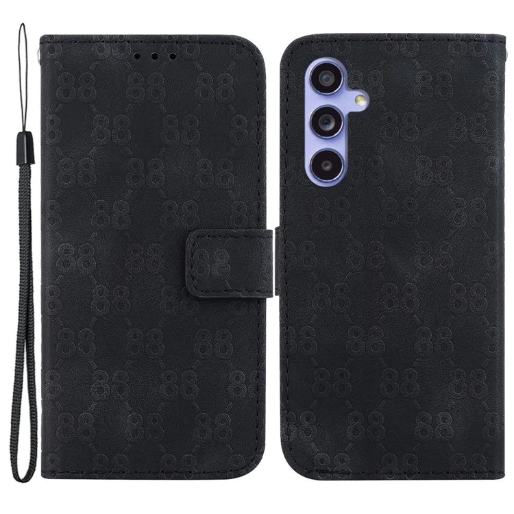 For Samsung Galaxy A55 5G Case Double 8-Shape Imprinted Leather Cover with Wallet