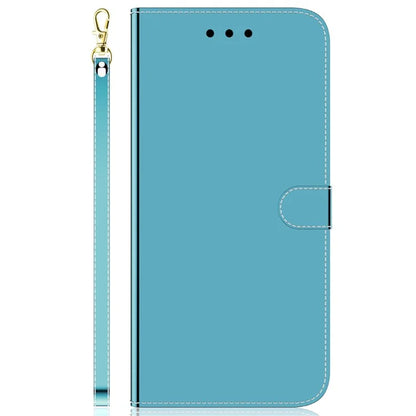 For Samsung Galaxy A55 5G Leather Case Mirror-Like Surface Wallet Cover with Strap
