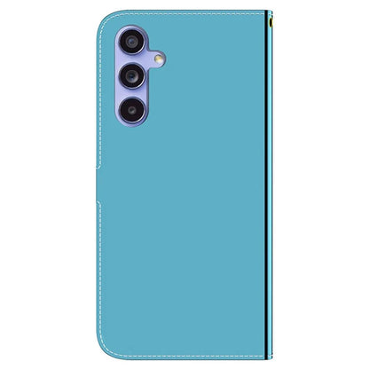 For Samsung Galaxy A55 5G Leather Case Mirror-Like Surface Wallet Cover with Strap