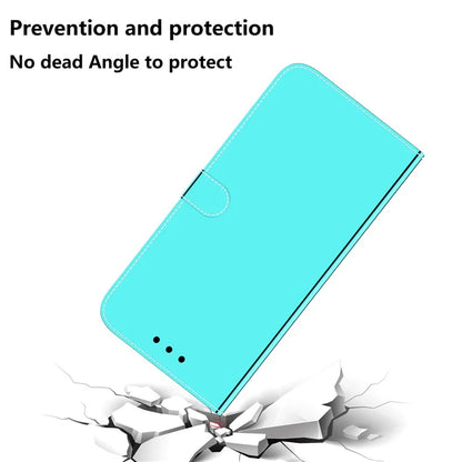For Samsung Galaxy A55 5G Leather Case Mirror-Like Surface Wallet Cover with Strap