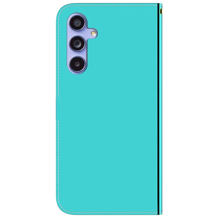 For Samsung Galaxy A55 5G Leather Case Mirror-Like Surface Wallet Cover with Strap