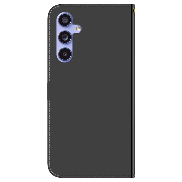 For Samsung Galaxy A55 5G Leather Case Mirror-Like Surface Wallet Cover with Strap