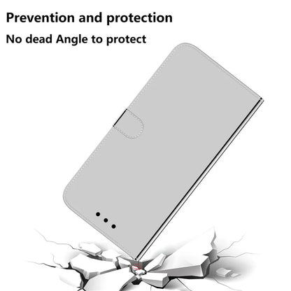 For Samsung Galaxy A55 5G Leather Case Mirror-Like Surface Wallet Cover with Strap