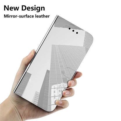 For Samsung Galaxy A55 5G Leather Case Mirror-Like Surface Wallet Cover with Strap