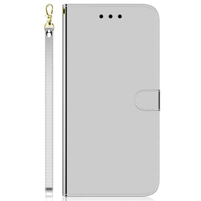 For Samsung Galaxy A55 5G Leather Case Mirror-Like Surface Wallet Cover with Strap