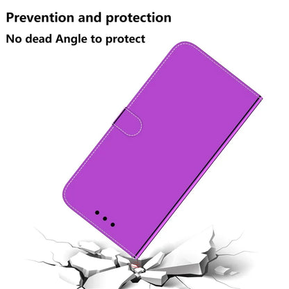 For Samsung Galaxy A55 5G Leather Case Mirror-Like Surface Wallet Cover with Strap