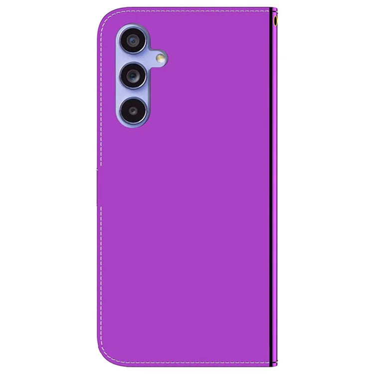 For Samsung Galaxy A55 5G Leather Case Mirror-Like Surface Wallet Cover with Strap