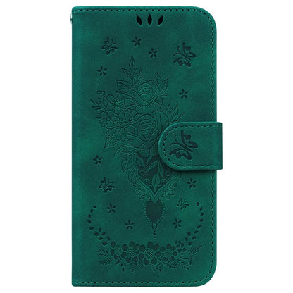 For Samsung Galaxy A55 5G Leather Case Rose Butterfly Imprinted Phone Cover