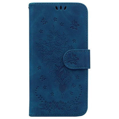 For Samsung Galaxy A55 5G Leather Case Rose Butterfly Imprinted Phone Cover